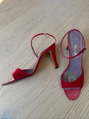 Red Suede Ankle-Strap Heels by Maserati